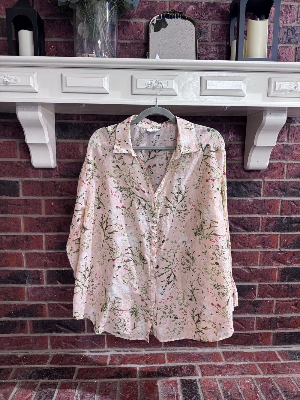 J. Jill Cotton & Silk Floral Button-Down Shirt Sz 2X